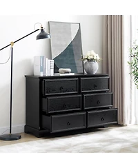 Modern Farmhouse 6-Drawer Bedroom Chest, Black