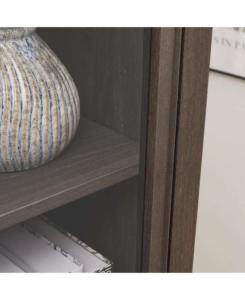 Streamdale Furniture Freestanding Glass Door Cabinet with Drawer for Living & Office Spaces