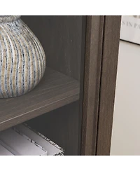 Streamdale Furniture Freestanding Glass Door Cabinet with Drawer for Living & Office Spaces