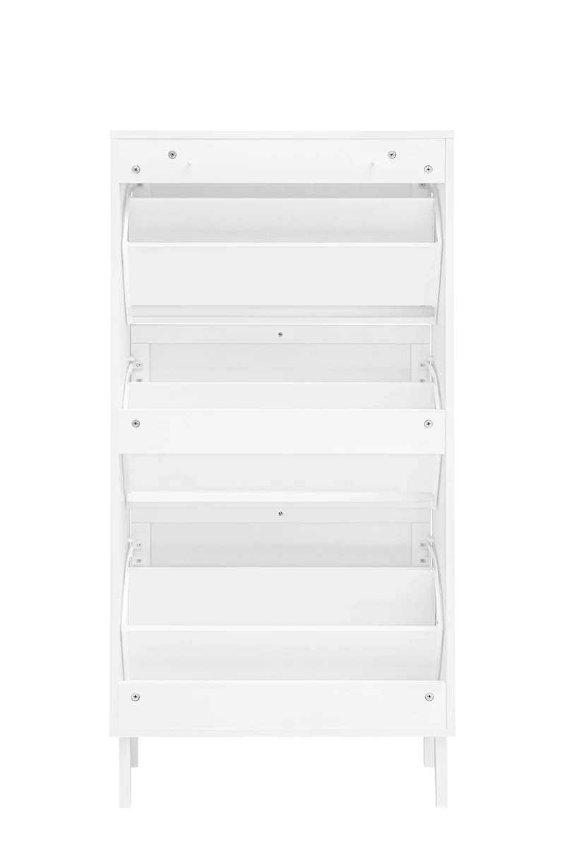 Streamdale FurnitureRattan 3 Door Shoe Rack, Freestanding Modern Shoe Storage Cabinet, for Entryway