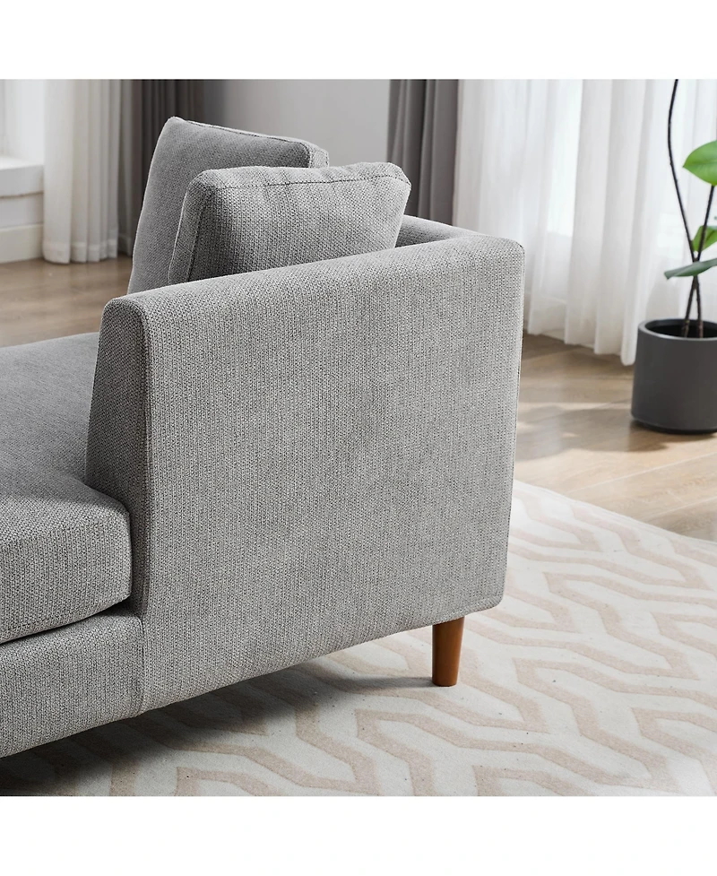 Streamdale Gray Chenille Double-Sided Chaise Lounge Sofa w/ Pillows and Rubberwood Legs