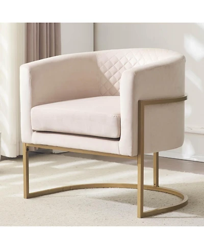 Streamdale Upholstered velvet chair Gold metal bracket, medieval living room office tea room lounge chair with curved backrest