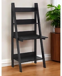 Compact Ladder Writing Desk with Built-in Bookshelves For Study Room