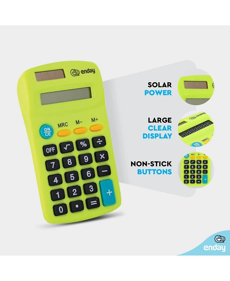 Calculator Pink, Basic Small Solar and Battery Operated, Large Display Four Function, Auto Powered Handheld School Kids, 1 Pk –