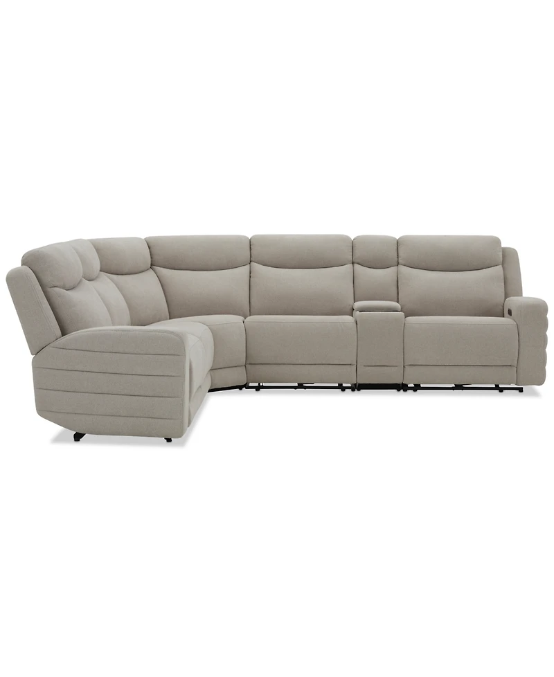 Kristyan 6-Pc. Fabric Sectional with 3 Power Motion Chairs and Console, Exclusively at Macy's