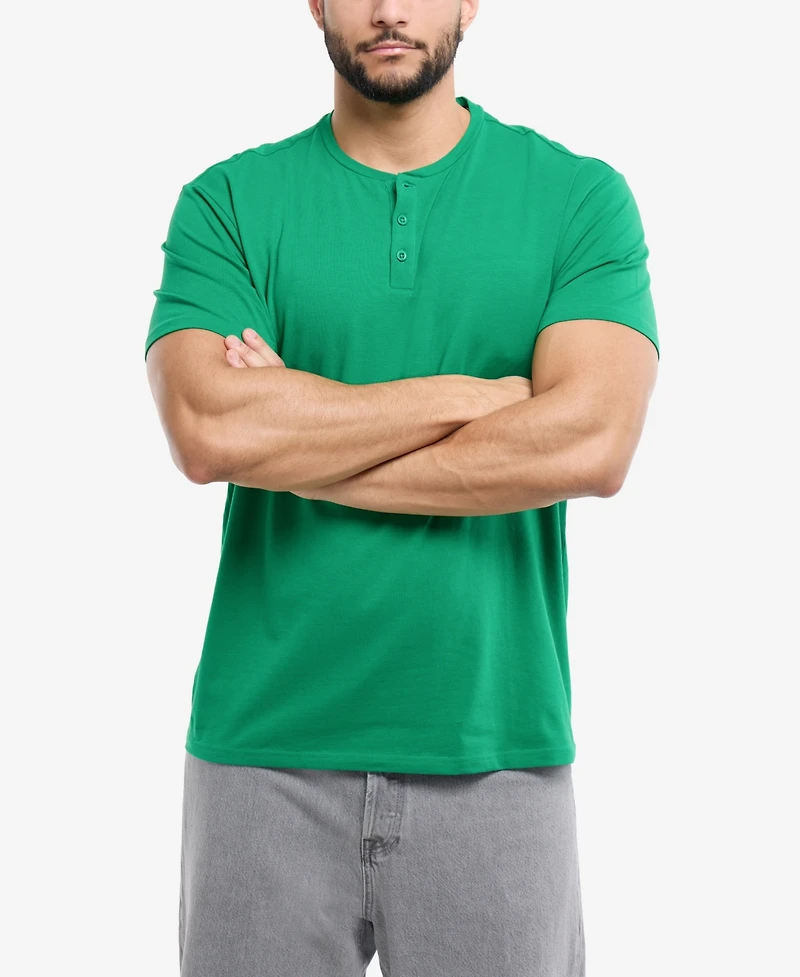 X-Ray Men's Basic Henley Neck Short Sleeve T-Shirt