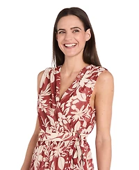 R & M Richards Women's Chiffon Printed Sleeveless Wrap Dress