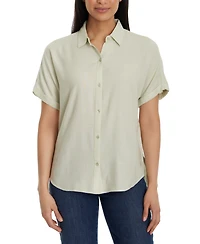 Gloria Vanderbilt Women's Daisy Drop-Hem Button Shirt