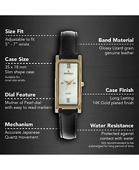 Peugeot Women 36x18mm Watch Glossy Black Leather Strap