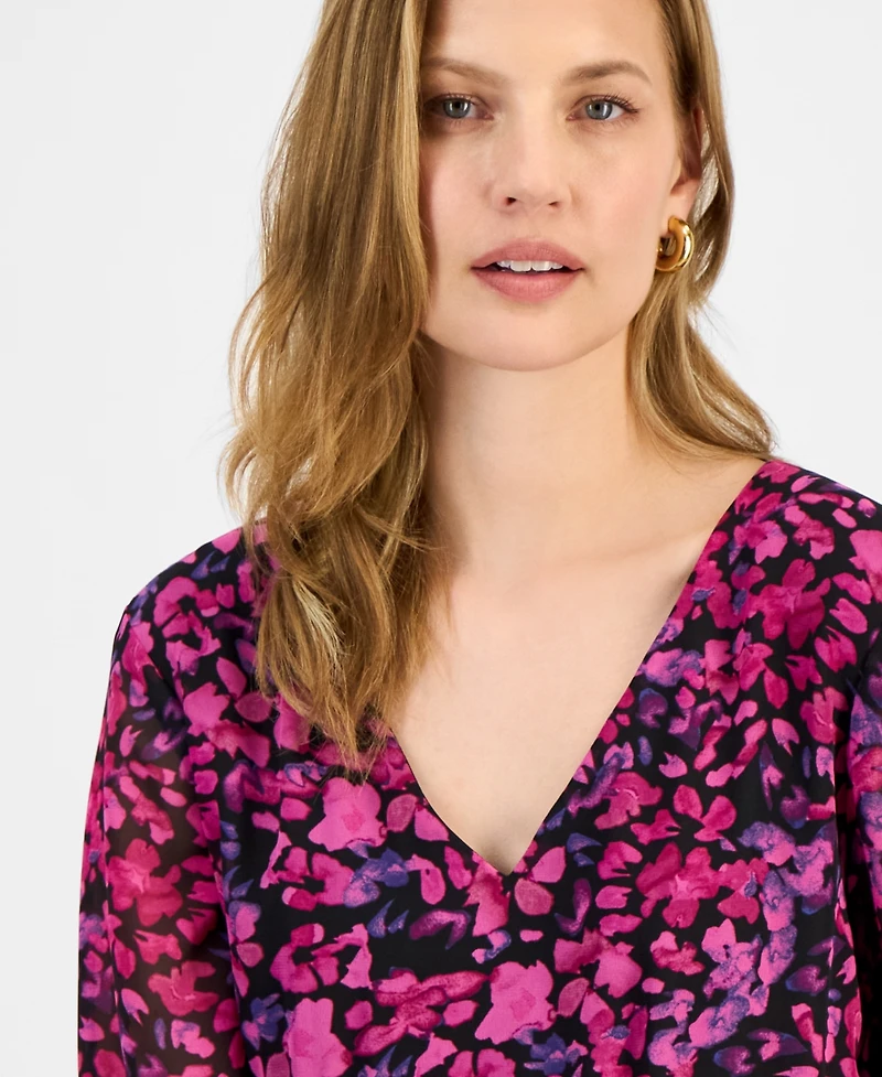Kasper Women's Floral-Print Tiered Fit & Flare Dress