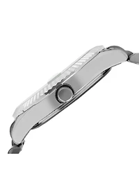 Peugeot Men's 40mm Silver Face Fluted Bezel Stainless Steel Bracelet Watch