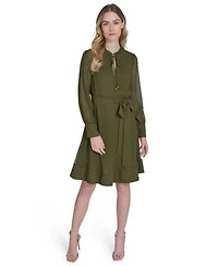 Eliza J Womens Solid Color Pleated Chiffon Tie Belt Dress 0p 18