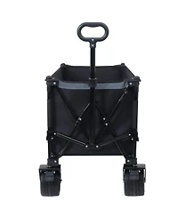 Foldable Garden Cart - 480lbs, Heavy-Duty Wheels, Black