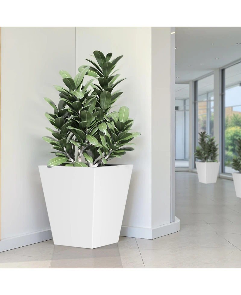 22" Metal Tapered Planter - Burnished White