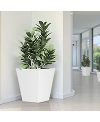 22" Metal Tapered Planter - Burnished White
