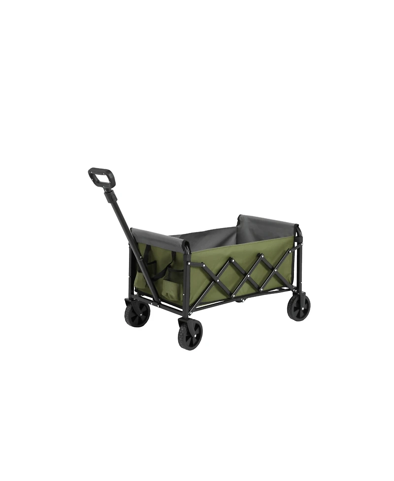 Folding Beach Wagon - Heavy Duty, Portable, Outdoor Cart - Army Green