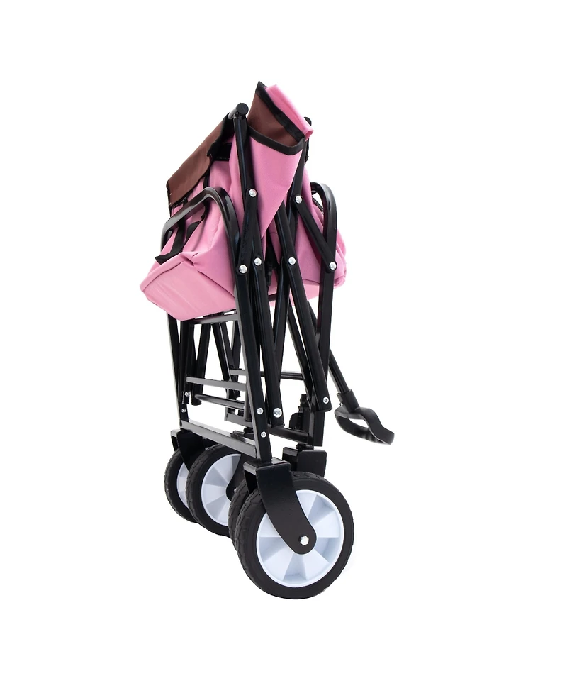 Collapsible Folding Wagon Cart - 225lb Capacity - Pink