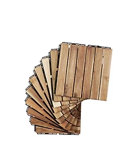 30 Pcs Yellow Acacia Deck Tiles - 12" x 12" Striped Outdoor Flooring