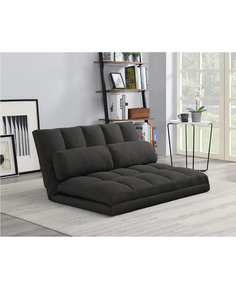 Convertible Futon Loveseat with Sleeper Function and Toss Pillows