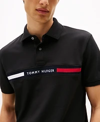 Tommy Hilfiger Men's Short Sleeve Embroidered Chest Stripe Polo Shirt