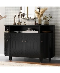 Curved Wood Storage Cabinet - 4 Doors