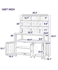 Forest Potting Bench with Hutch