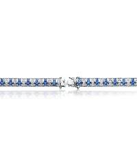 Sterling Silver White Gold Plating with Blue and White Cubic Zirconia Bracelet