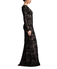Tadashi Shoji Women's Beloit Ribbon Embroidered Gown