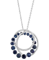 Effy Sapphire (1-7/8 ct. t.w.) & Diamond (1/10 ct. t.w.) Swirl 18" Pendant Necklace in 14k White Gold