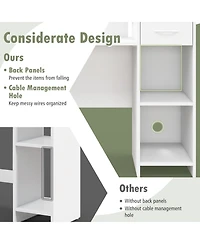Computer Desk Modern Laptop Pc Desk with Adjustable Shelf and Cable Hole