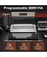 Yunzii AL68 Wireless Mechanical Keyboard,Full Aluminum Cnc,60% Layout with Knob, Qmk/Via Software,Gasket Mounted,Hot Swappable,Rgb Backlit,Bt/2.4G/Usb