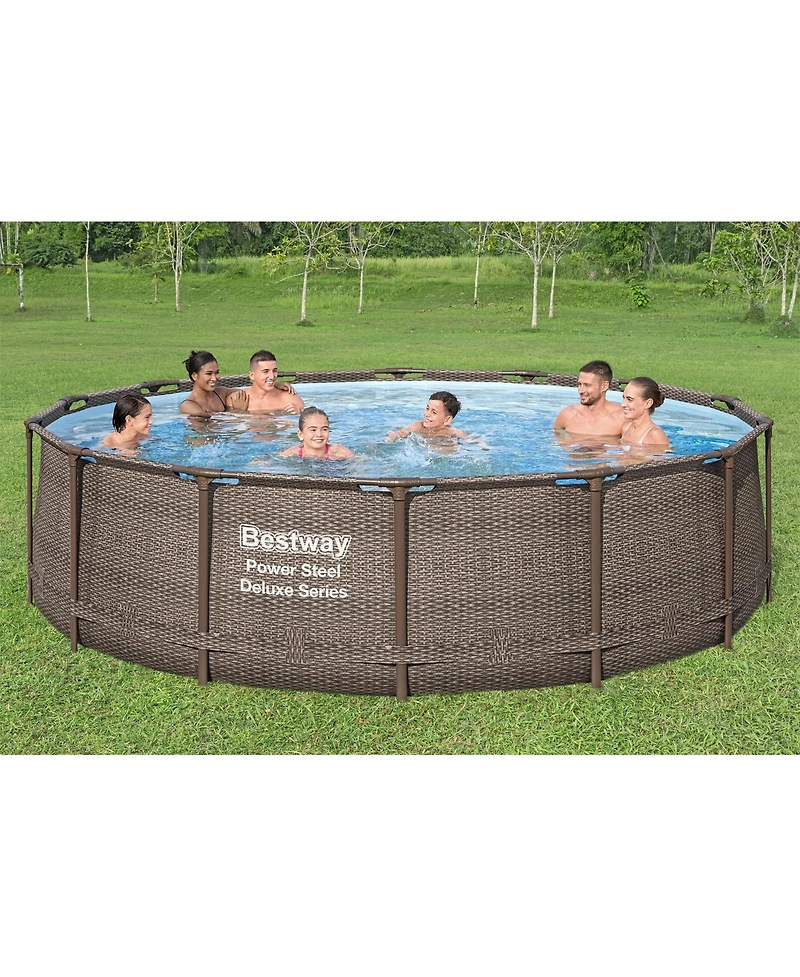 Bestway Power Steel 14' x 42" Above Ground Outdoor Swimming Pool Set with Pump