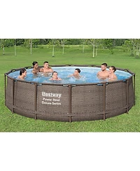 Bestway Power Steel 14' x 42" Above Ground Outdoor Swimming Pool Set with Pump