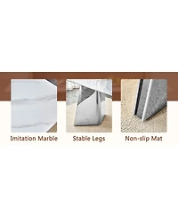 Streamdale Snow Mountain Table & 4 Black Pu Chairs
