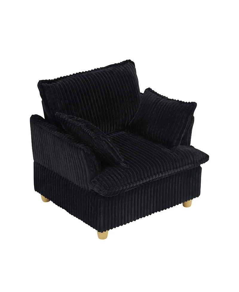Streamdale Corduroy Sofa with Ottoman & Pillows