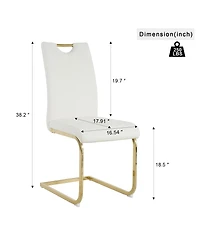 Streamdale Glass Table & 4 White Pu Chairs - Gold Legs
