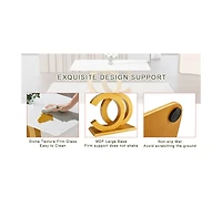 Streamdale Tempered Glass and Pu Material Dining Set with Arched Gold Legs