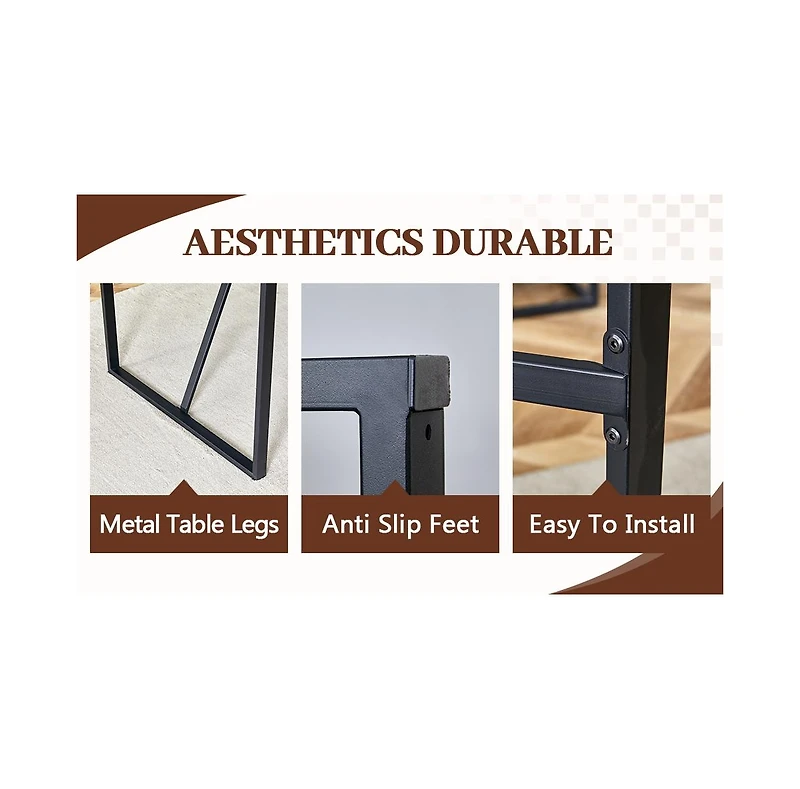 Streamdale Furniture Modern Marble Dining Set with 6 Grey Pu Chairs