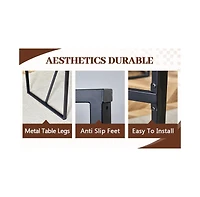 Streamdale Furniture Modern Marble Dining Set with 6 Grey Pu Chairs