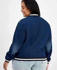 Madden Girl Trendy Plus Denim Bomber Jacket