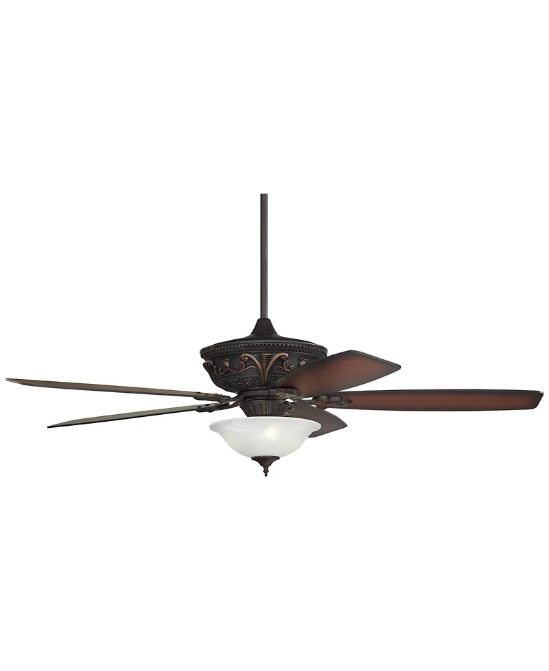 60" Casa Vieja Montego Industrial Rustic Indoor Ceiling Fan Led Light Oil Rubbed Bronze Teak Alabaster Glass Living Kitchen Home