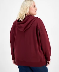 Hippie Rose Trendy Plus Zip-Front Drawstring Hoodie
