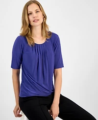 Kasper Women's Pleat Neck Knit Top, Regular & Petite