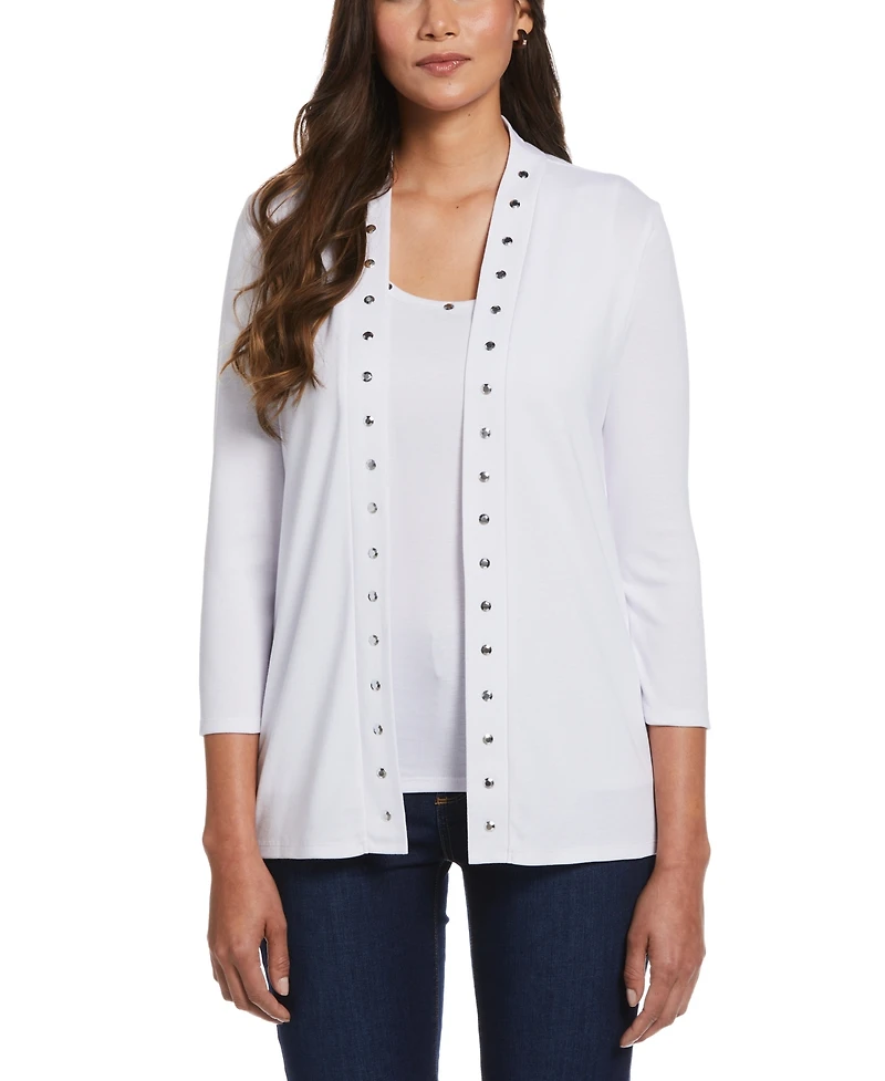 Rafaella Petite Rib Sleeveless Tank Crew Neck Top