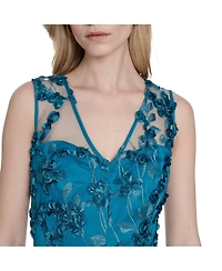 Eliza J Women's Embroidered-Mesh Sleeveless Fit & Flare Dress