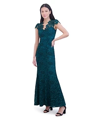 Eliza J Women's Cap-Sleeve Lace Gown