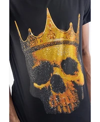 heads or tails Men's Crown Skull Rhinestone Crew T-Shirt