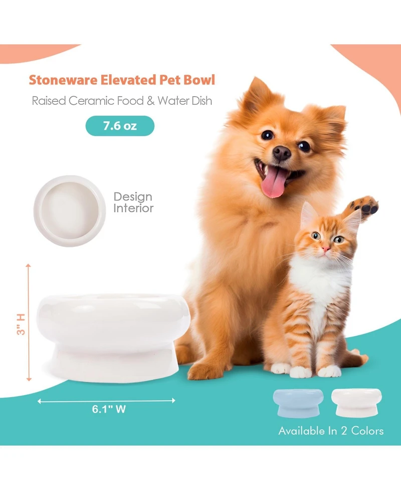 P.t. Supply Co. Abstract Bubble Shaped Stoneware Elevated Pet Bowl, Raised Ceramic Food & Water Dish for Dogs and Cats
