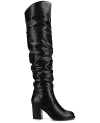 Journee Collection Women's Kaison Extra Wide Calf Stacked Heel Over The Knee Boots
