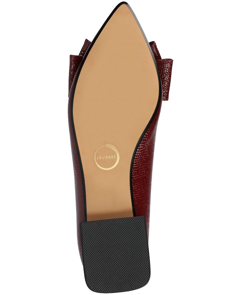 Journee Collection Women's Ophelia Bow Low Block Heel Dress Flats